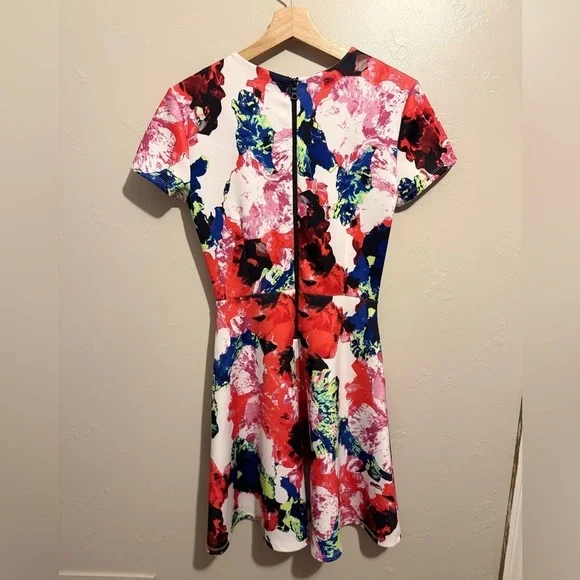 Milly Floral Print Fit and Flare Skater Dress Women’s Size 4, Colorful, Pockets - Picture 9 of 12